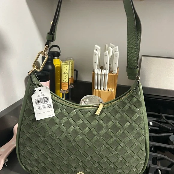 Kate Spade Olive Woven Leather Shoulder Bag - Picture 2 of 8